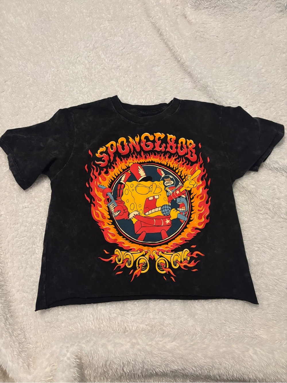 Nickelodeon Black SpongeBob Flame Graphic Tee